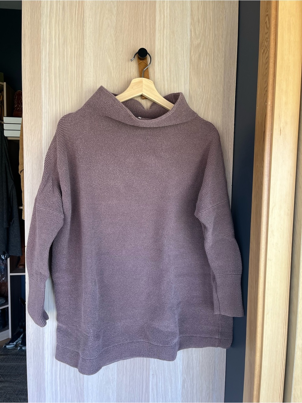 Free People Ottoman Mauve-Taupe Funnel Neck Knit Sweater